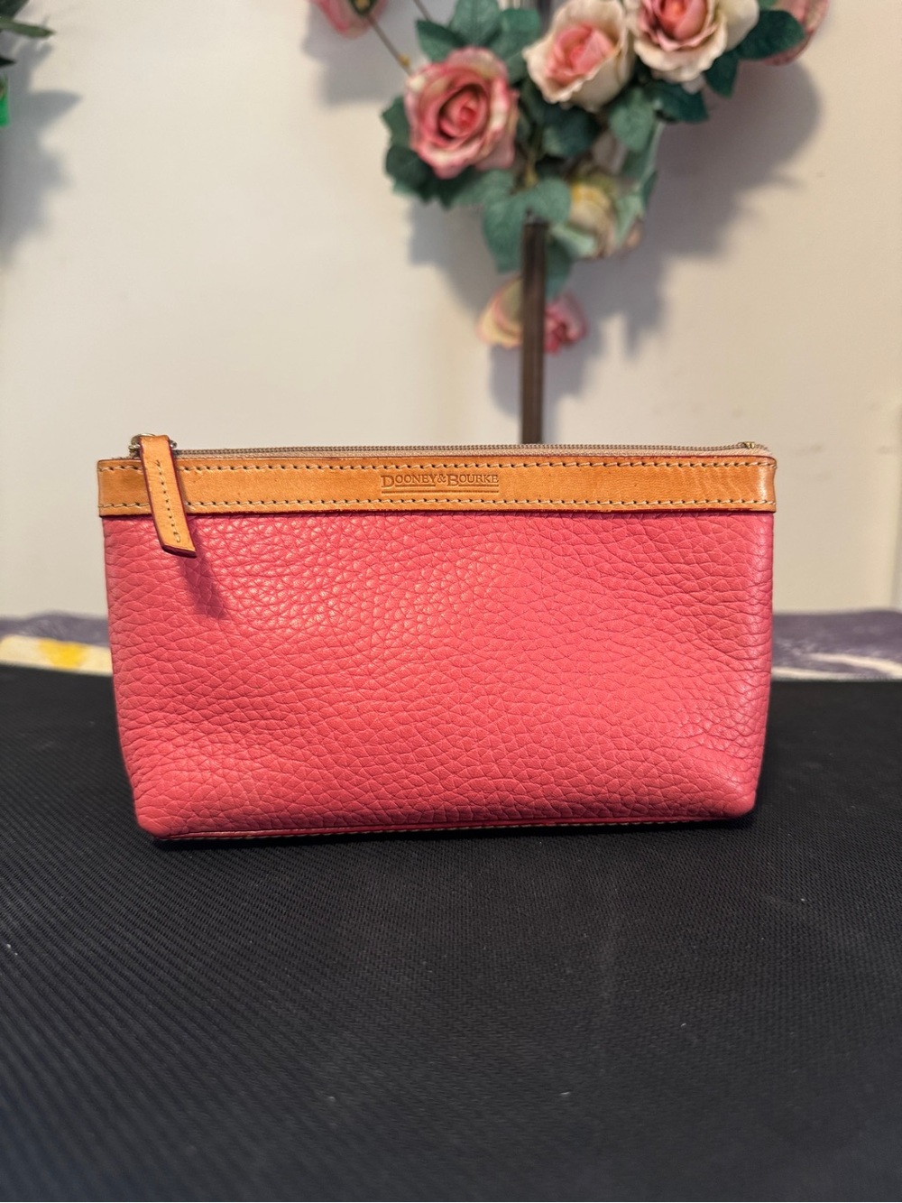 Dooney & Bourke Pink & Tan Zipper Pouch